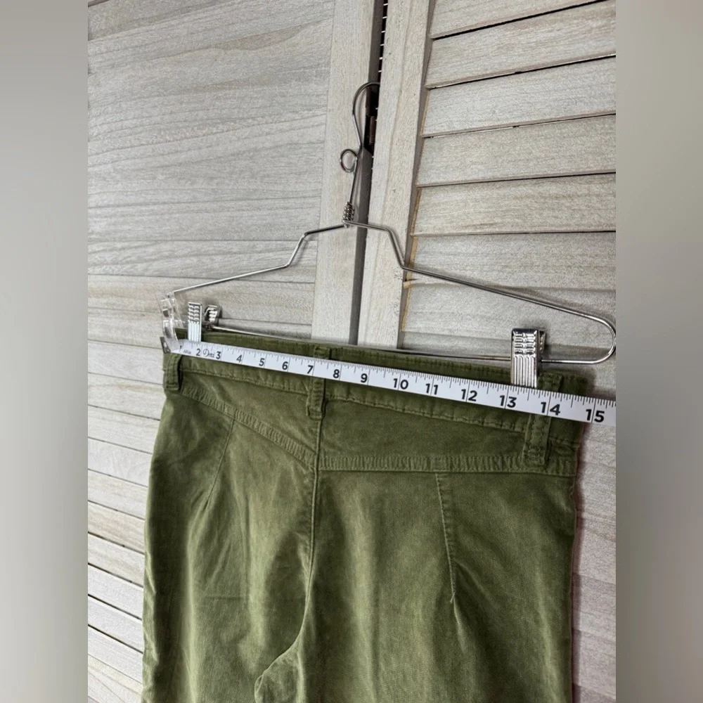 Free People High Time Velvet Crop Pants Olive Green Boho Chic Size 6